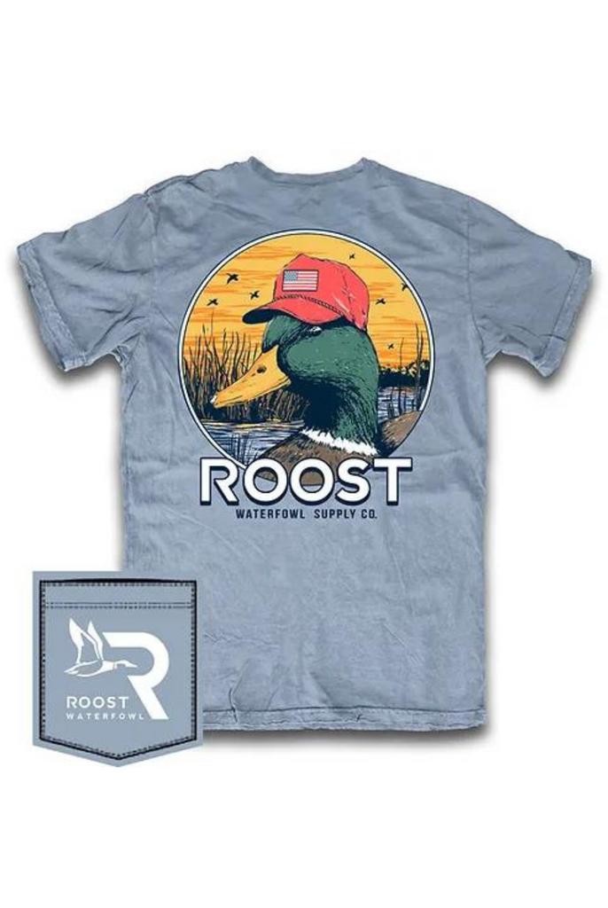 Roost Duck With Hat T-Shirt in Saltwater