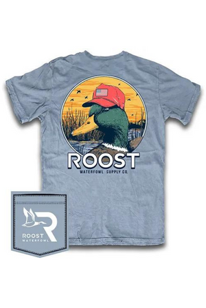 Roost Youth Duck With Hat T-Shirt in Saltwater