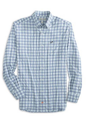 Youth Southern Point Hadley Luxe Lite Button Down in Canal Gingham