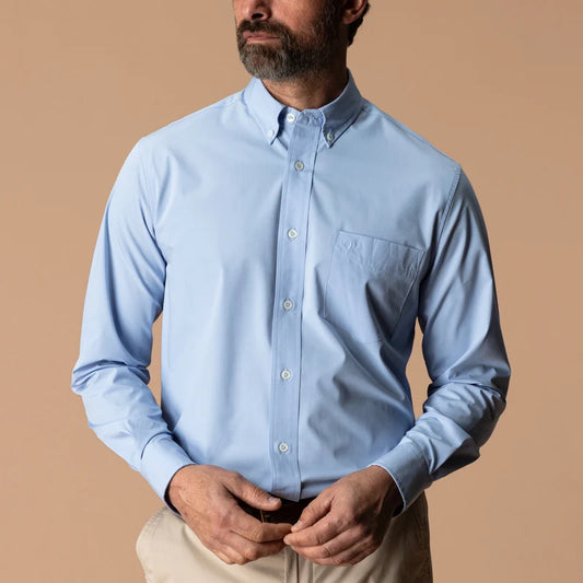 Duck Head | LS Performance Poplin Sport Button Down in Light Blue