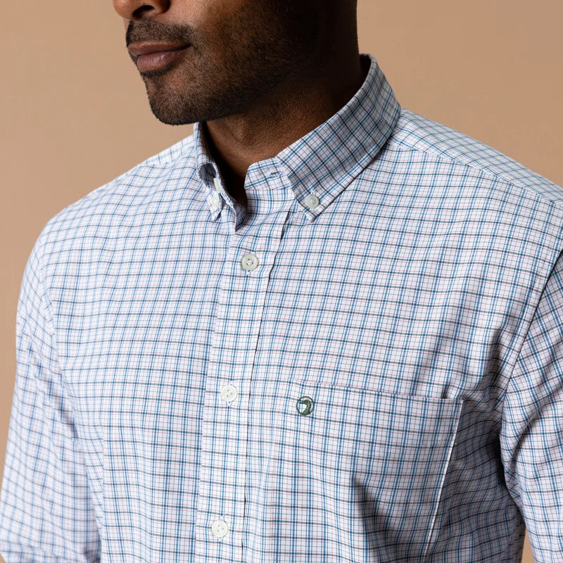 Duck Head | LS Performance Poplin Sport Button Down in Midnight Teal