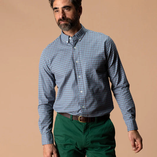 Duck Head | LS Cotton Twill Joyner Plaid Button Down in Weathered Rose