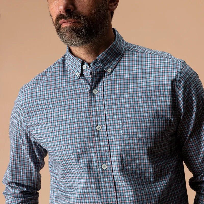Duck Head | LS Cotton Twill Joyner Plaid Button Down in Weathered Rose