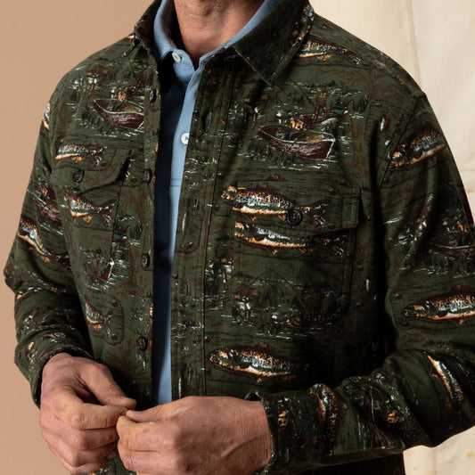 Duck Head | Slater Moleskin Overshirt in Dark Forest Green