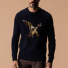 Duck Head | Flying Wood Duck Intarsia Crewneck Sweater in Deep Navy Heather