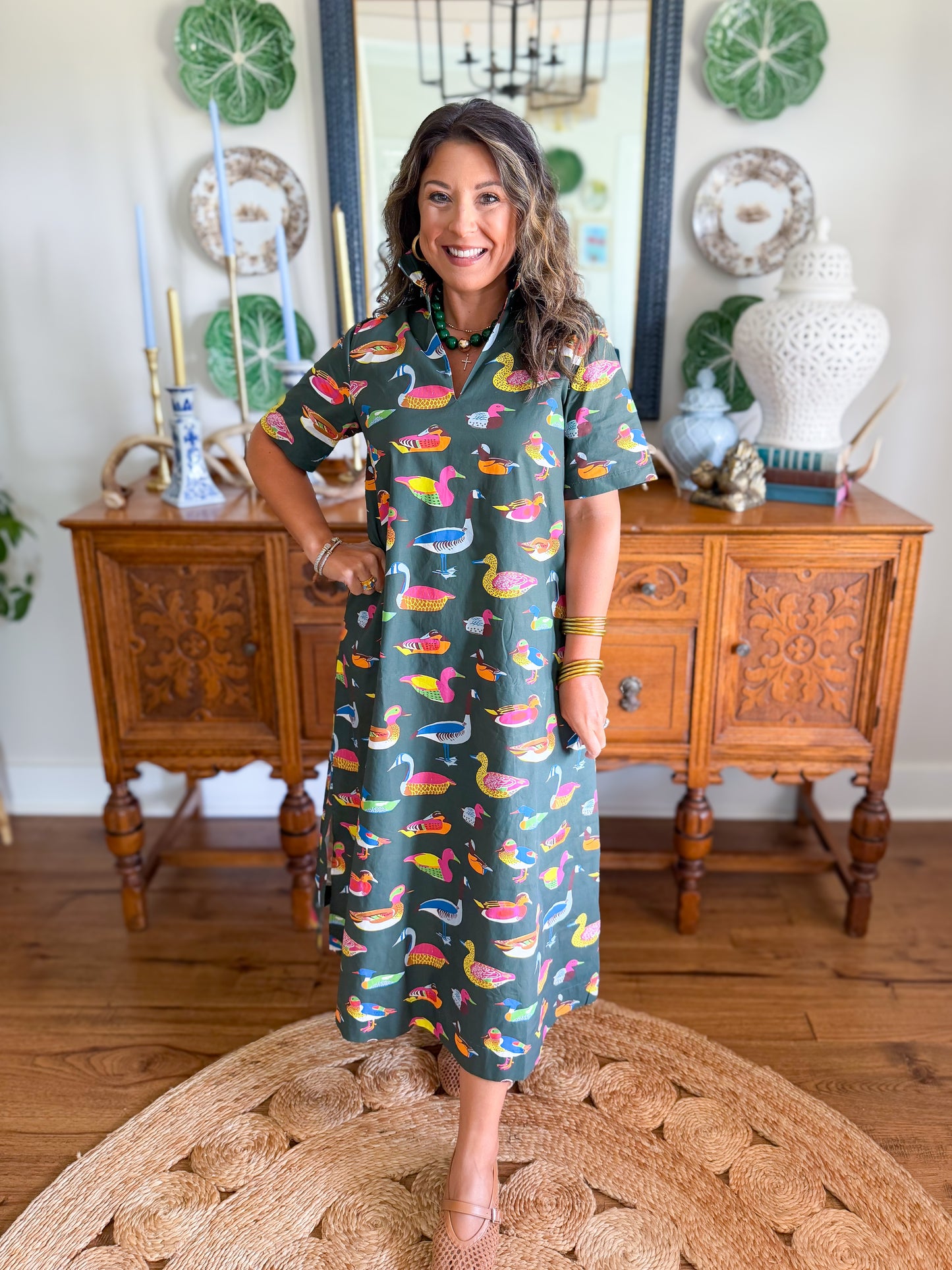 Caryn Lawn | Georgia Duck Dress in Green