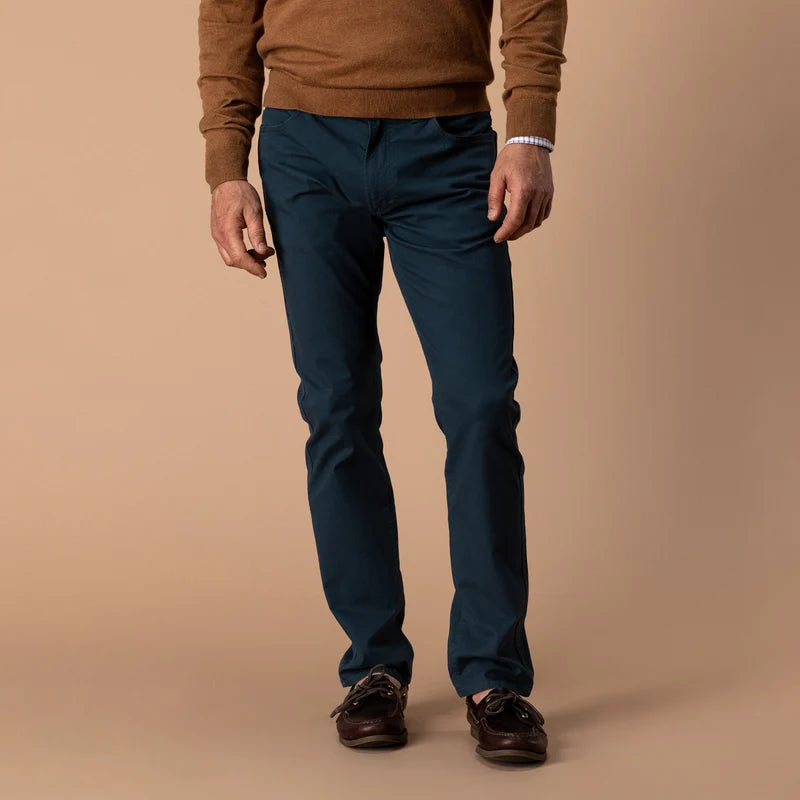 Duck Head | Slim Fit Pinpoint Canvas Five-Pocket Pant in Midnight Navy