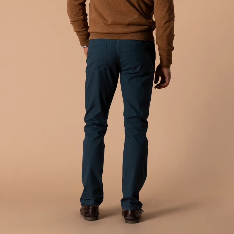 Duck Head | Slim Fit Pinpoint Canvas Five-Pocket Pant in Midnight Navy