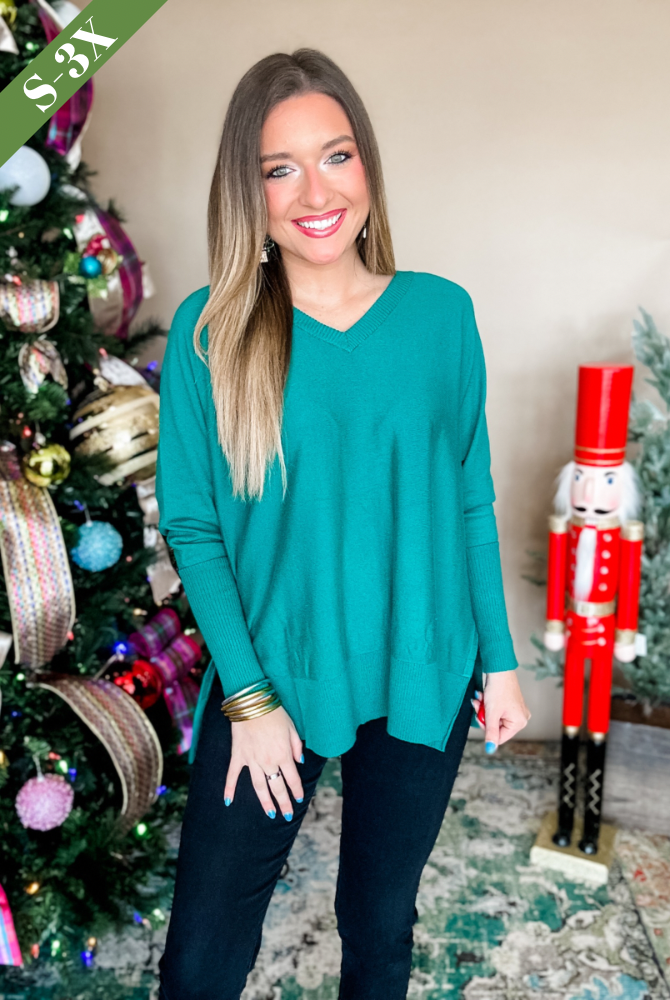 Carefree Days Ribbed Sweater in Green