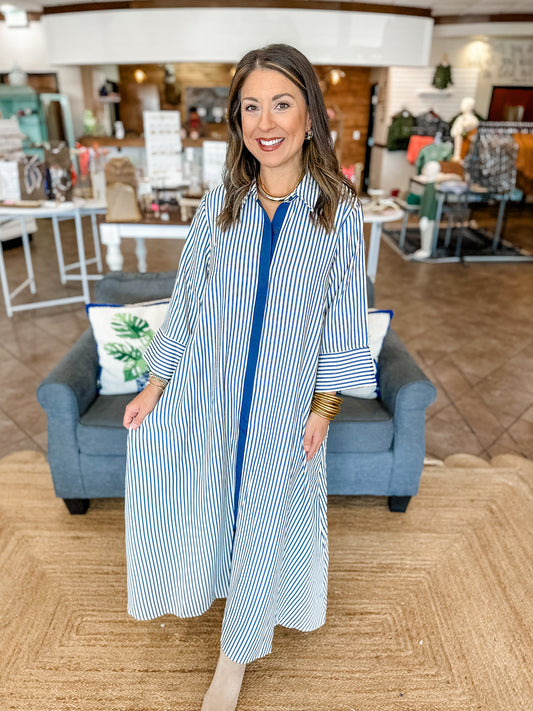 Autumn Lines Maxi Dress in Navy