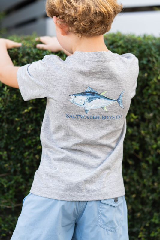 Saltwater Boys Tuna SS Graphic Tee in Grey Heather