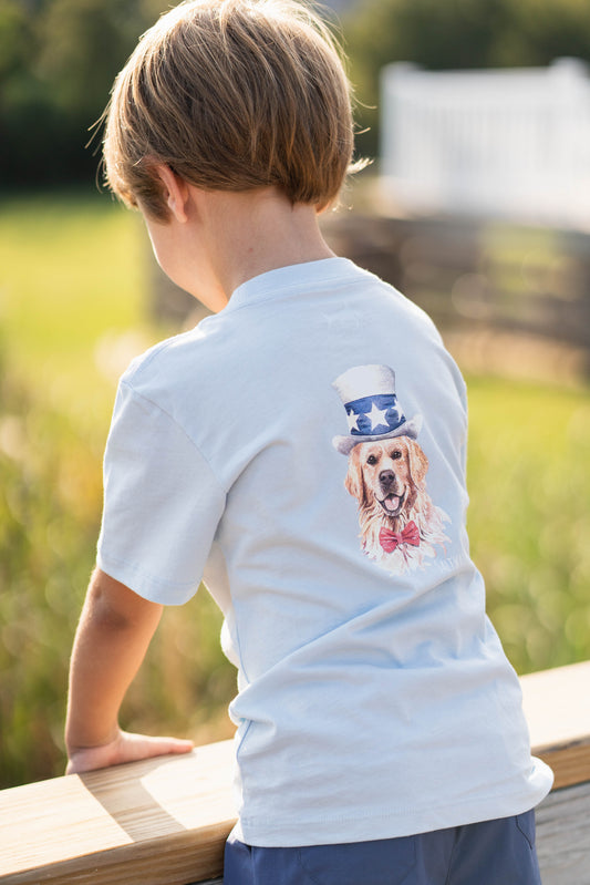 Saltwater Boys Patriotic Lab SS Graphic Tee in Light Blue