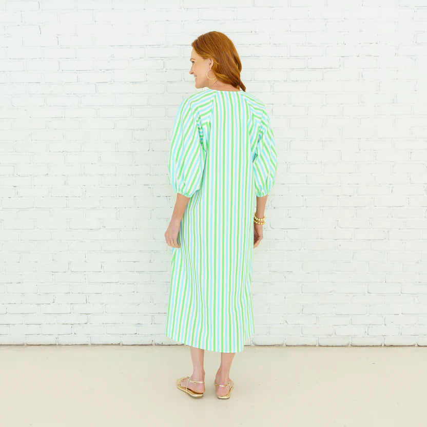 Caryn Lawn I Coco Palm Beach Dress in Green + Blue