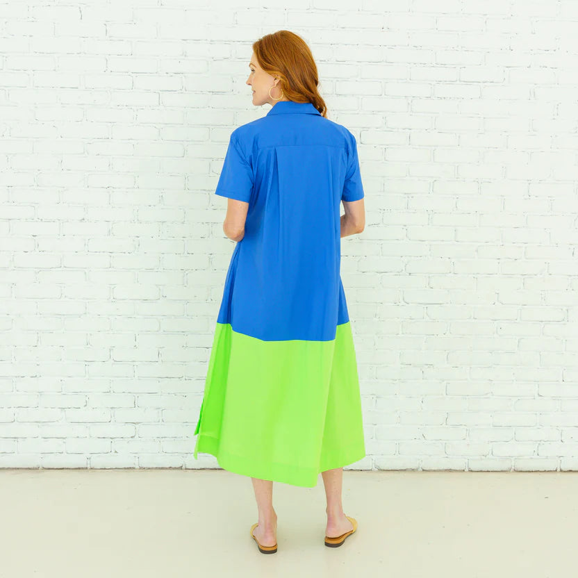 blue and green colorblock dress Blue and Green Halter Neck Colorblock Maxi Dress Valley Chic Boutique