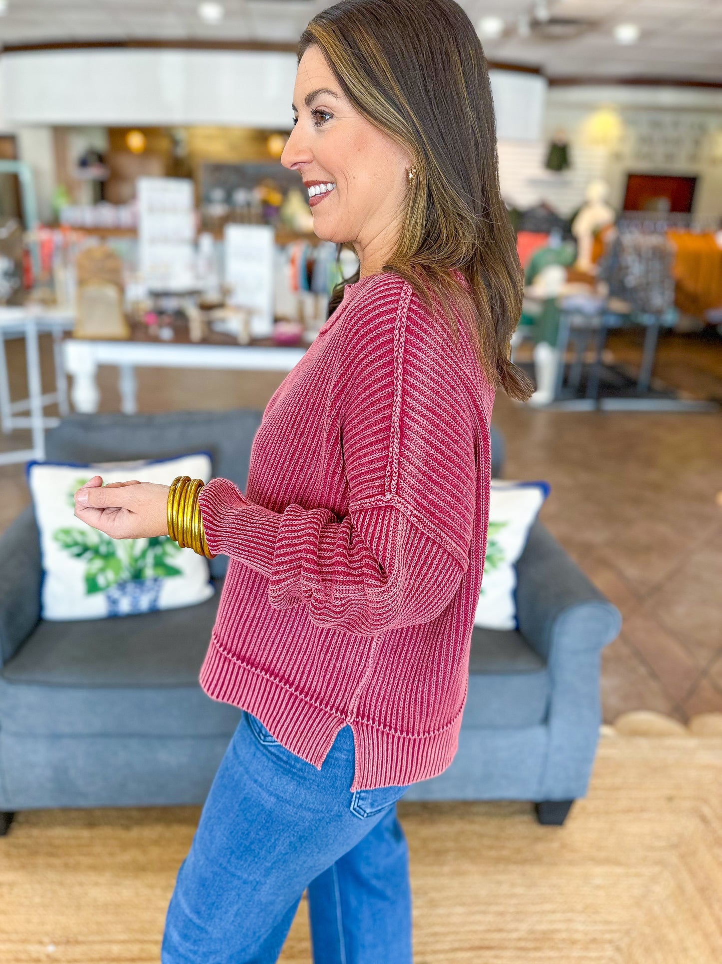 Muted Moments Sweater in Cabernet