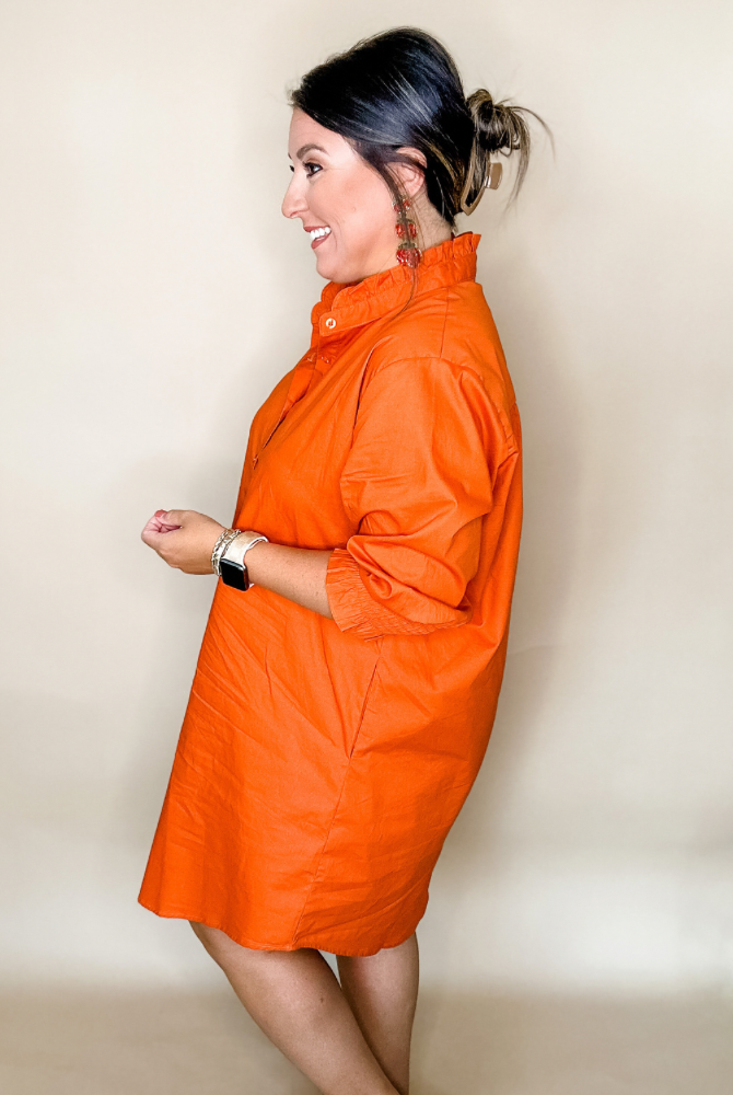 Caryn Lawn Kimberly Game Day Dress in Burnt Orange