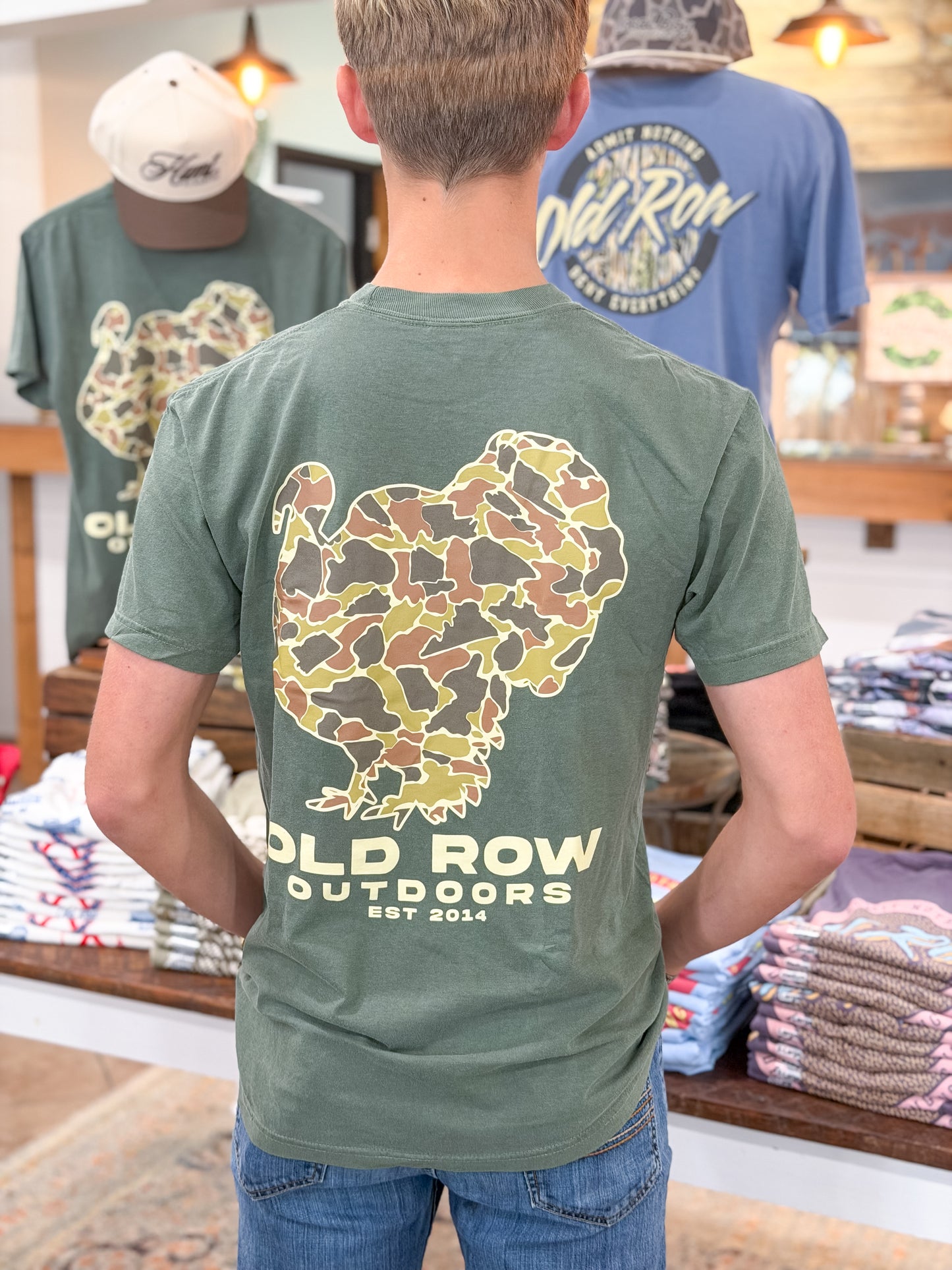 Old Row | Camo Turkey Pocket T-Shirt in Moss