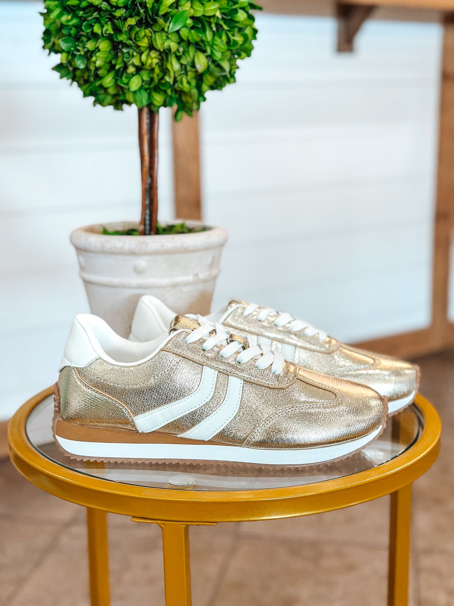 Corkys Kickoff Sneakers in Gold Crinkle Metallic