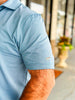 Southern Point Hinton Stripe Performance Polo in Mallard Blue/Mountain Spring
