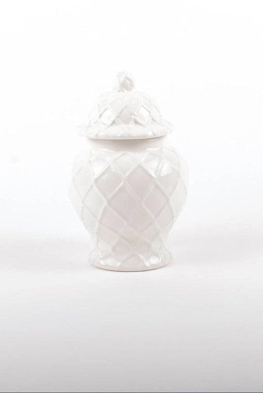 Small Textured Ginger Jar in White