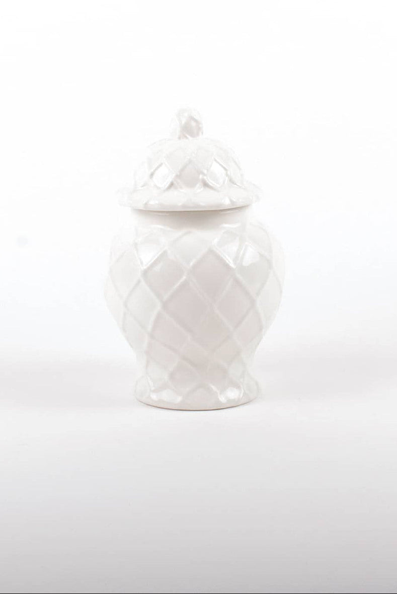 Small Textured Ginger Jar in White