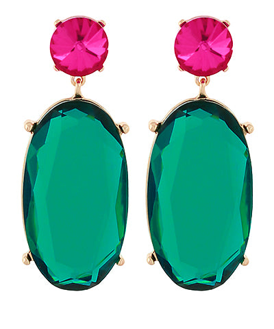 Colette Earrings in Green/Fuchsia