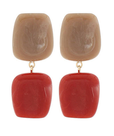 Marlowe Earrings in Red + Tan