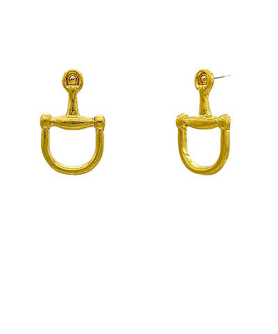 Horsebit Earrings in Vintage Gold