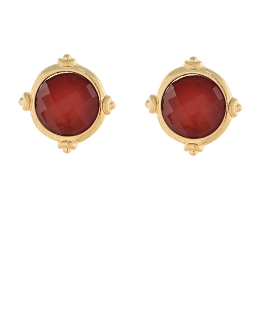 The Brooke Stone Earrings in Burgundy