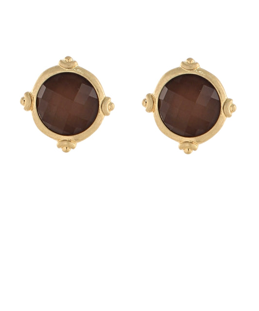 The Brooke Stone Earrings in Brown