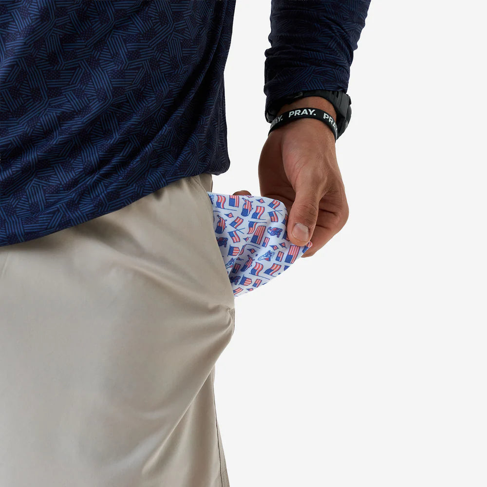 Burlebo | Everyday Shorts in Khaki with Old Glory Pocket