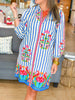 Ava Shift Dress in Striped Garden