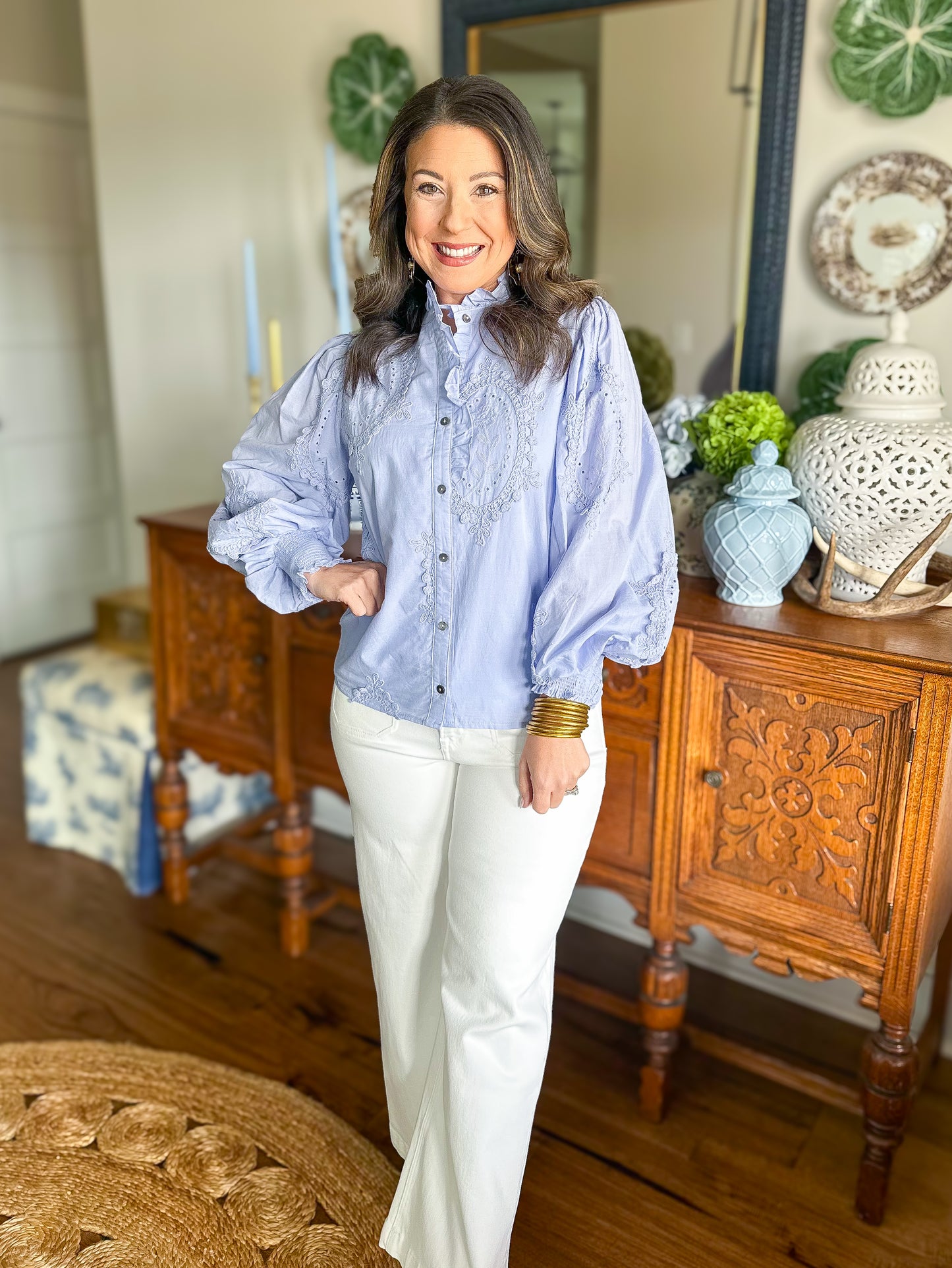 The Presley Top in Light Blue