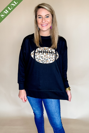Black Leopard Football Pullover