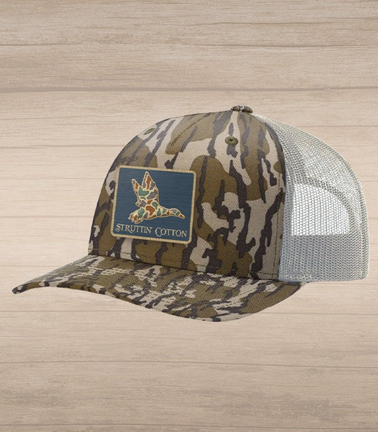 Struttin Cotton | Old School Mallard Patch Trucker Hat on Bottomland