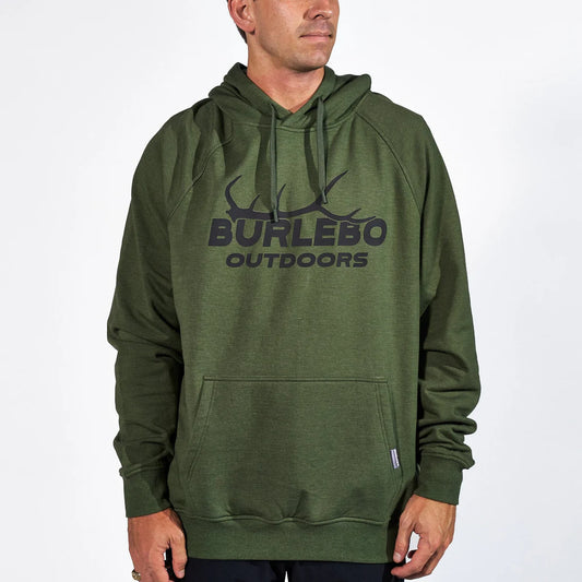 Burlebo Fleece Hoodie - Elk Horn in Heather Olive