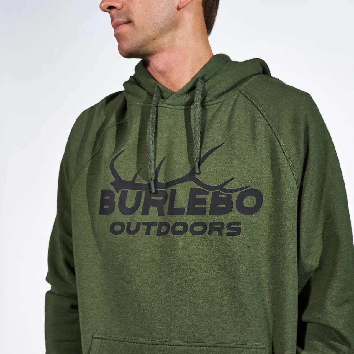 Burlebo Fleece Hoodie - Elk Horn in Heather Olive