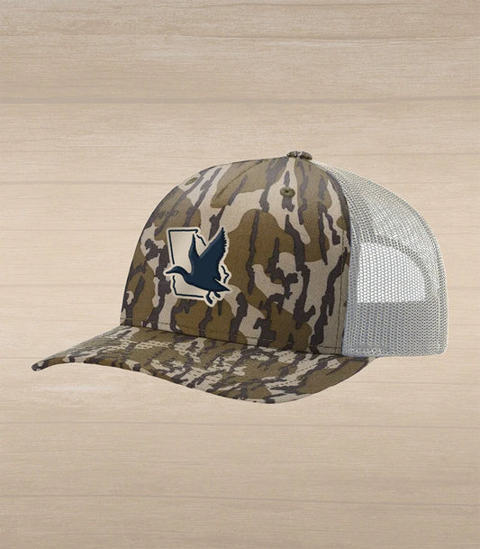 Struttin Cotton | GA State Flying Duck Silicone Patch Trucker Hat on Bottomland