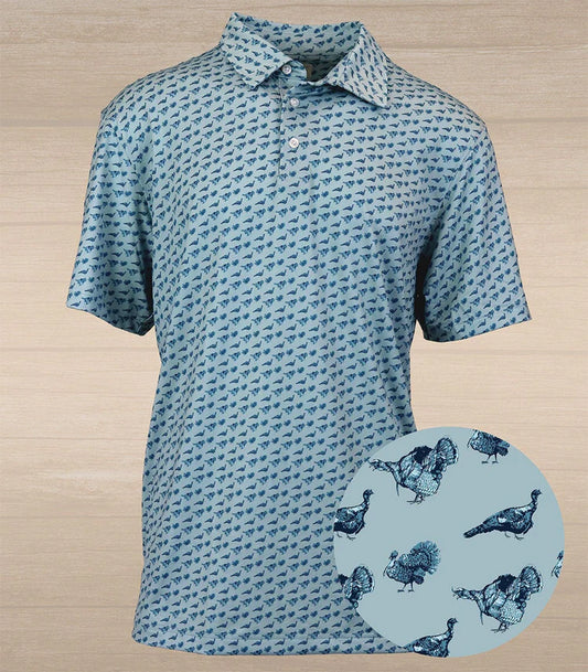 Struttin Cotton | Gobblers Performance Polo in Blue Steel