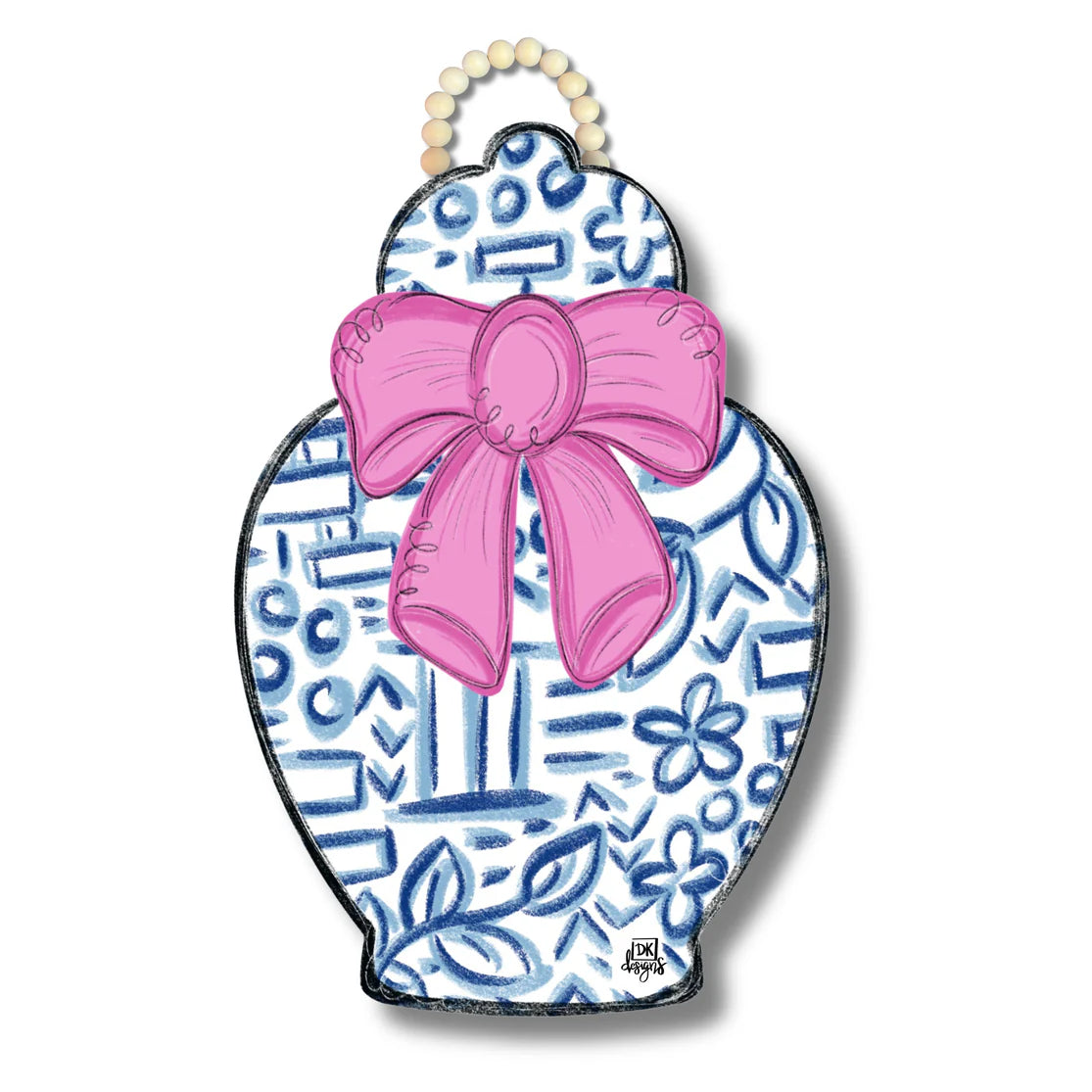 Pink Chinoiserie Ginger Jar Door Hanger