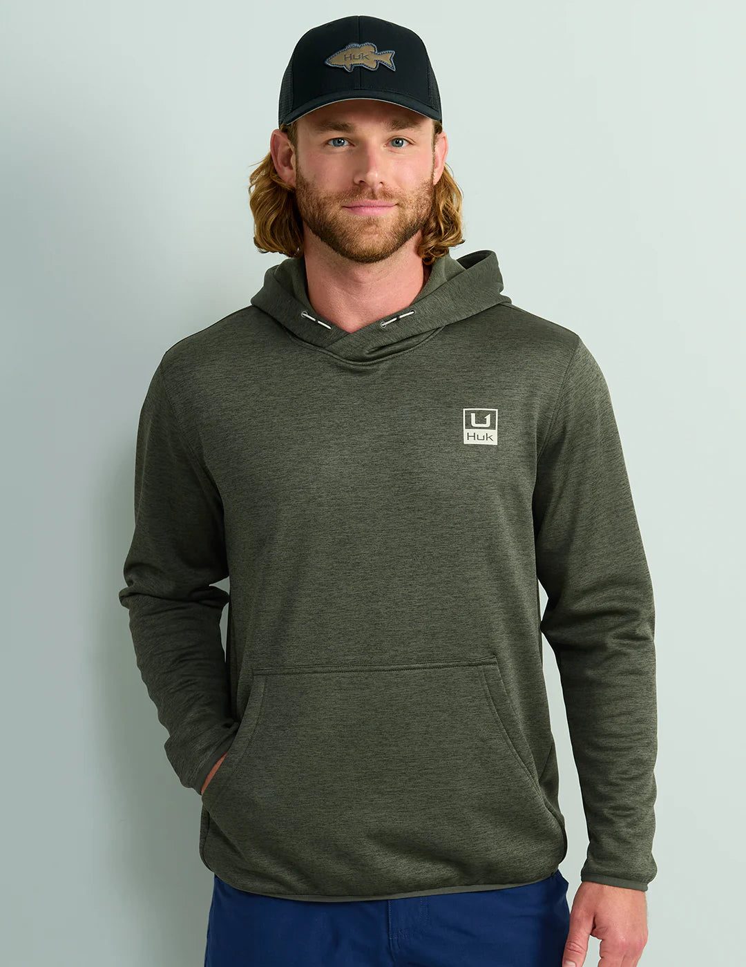 Huk Coldfront+ Performance Hoodie in Cypress Landing Heather