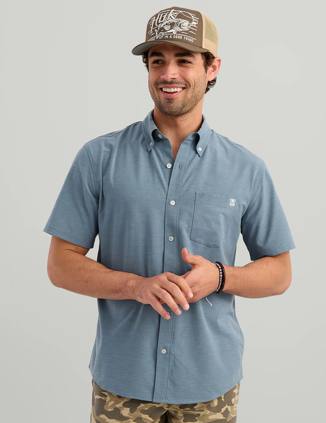 Huk Kona Solid Short Sleeve in Stormy Blue