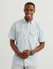 Huk Tide Point Printed Short Sleeve Shirt in Heron Blue