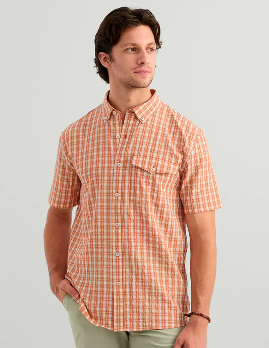 Huk Chatham Plaid Short Sleeve Shirt in Rockfish
