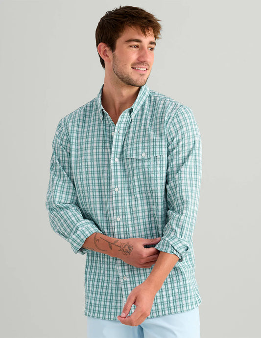 Huk Chatham Long Sleeve Textured Shirt in Caicos