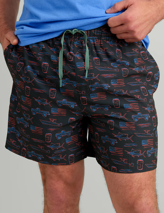 Huk Pursuit KC Printed Volley Swim Shorts