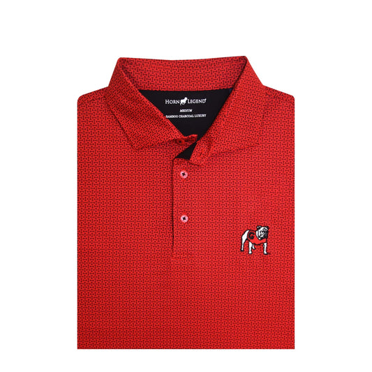 Horn Legend | Georgia Standing Bulldog Red Polo in Football Laces