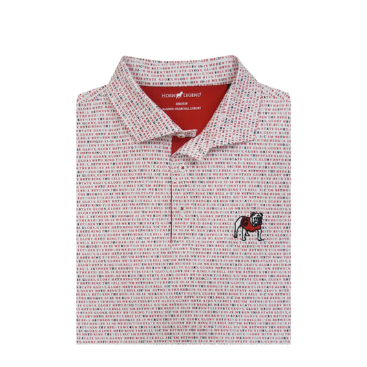 Horn Legend | Georgia Standing Bulldog White Wordmark Polo