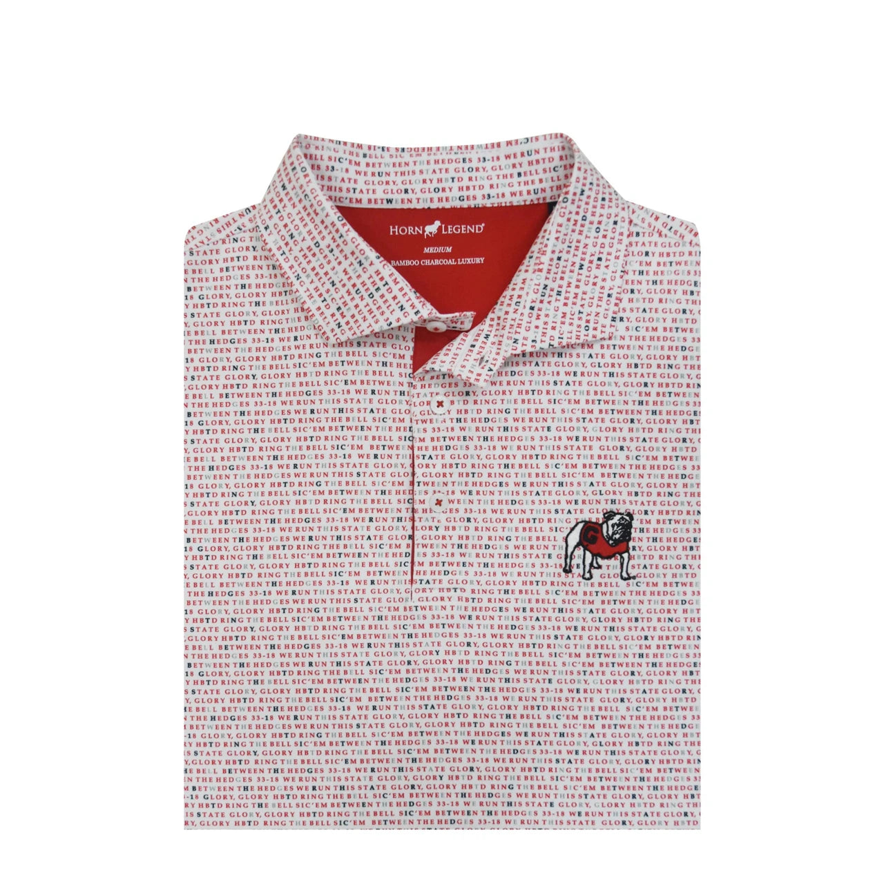 Horn Legend | Georgia Standing Bulldog White Wordmark Polo