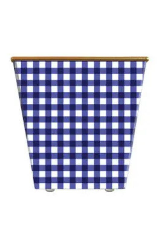 Whh Navy Gingham Cachepot Candle in Blue Spa